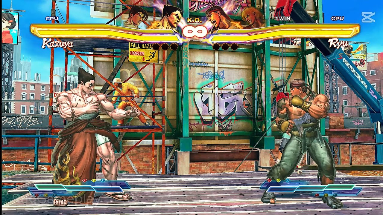 Kazuya & Jin Kazama Vs Ryu & Ken (Hardest AI) Street Fighter X Tekken (4K 60Fps)