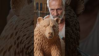 He Carved a GIANT Bear From a Single Tree Trunk! 🪵🐻 #shorts #viral #trending #asmr #viralvideo