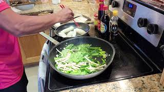 Chinese Fresh Rice Noodles Stir-Fry w Chinese Green