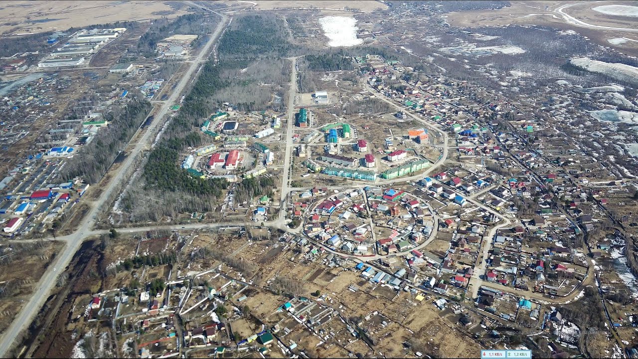 с.п. Сингапай ранней весной с высоты птичьего полета 2021г.