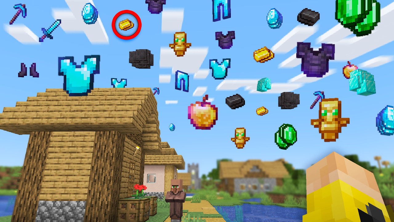 Minecraft, But It Rains Random OP Items..