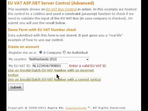 EU VAT ID Validator - ASP.NET Server Control