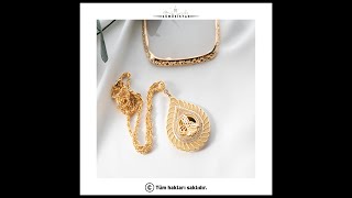 14 Ayar Altın Kaplama Hasır Zincir Tuğralı Madalyon Kolye