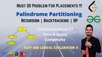 Palindrome Partitioning | Leetcode 131 | Recursion | Backtracking | DP | DSA | Easy Learning