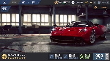 NFS No Limits | PAGANI Huayra - Part Maxed Out - Unlock Tuning