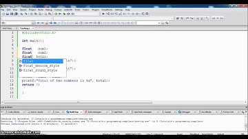 C program to add two decimal numbers in Code Blocks...