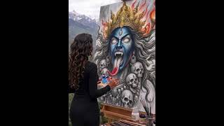 Maa Kali Painting Process | Sketch to Color Journey | AI Art 🎨🔥 #shorts