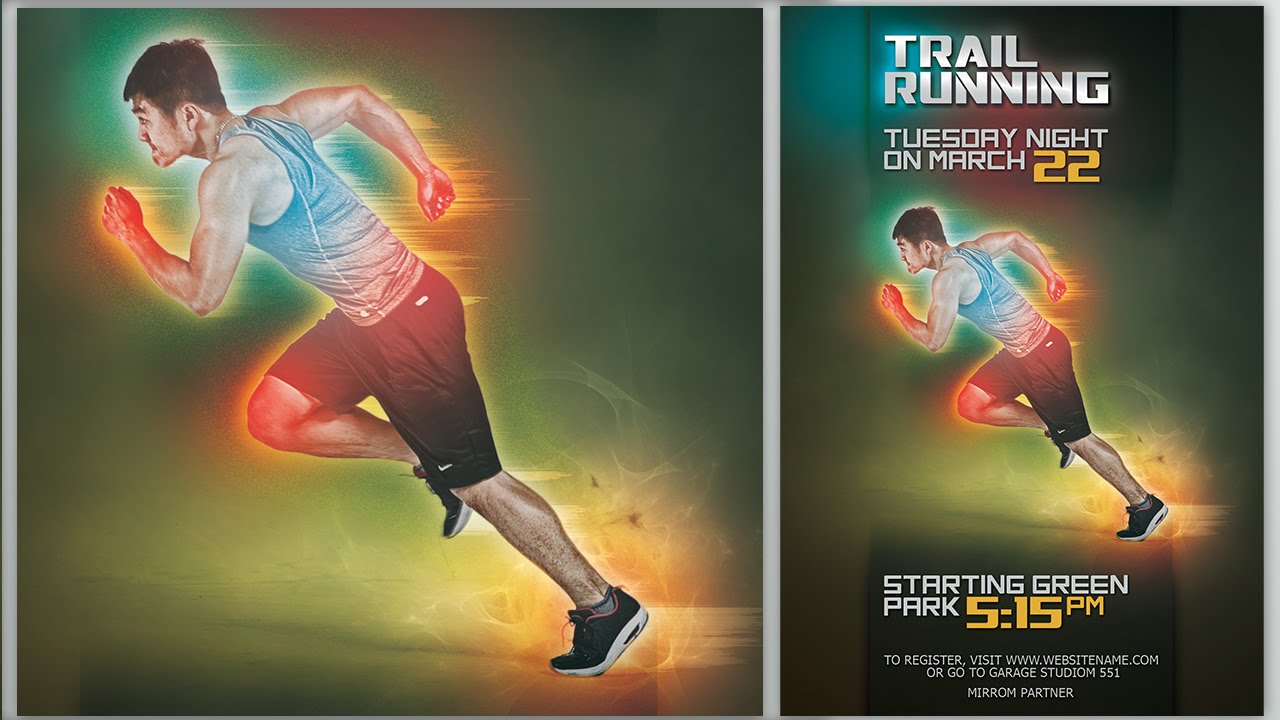 make futuristic color sport flyer in photoshop youtube how to make a sports flyer