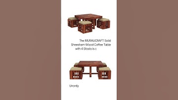 MURALICRAFT Solid Sheesham Wood Coffee Table With 4 Stool