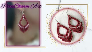 Famous Making Easy Macrame Earrings | Diamond Teardrop shape Wealth