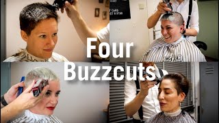 BUZZCUTS! 4 Completely different super short hairstyles in one video