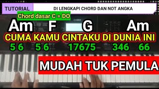 Belajar keyboard organ tunggal pemula  lagu cuma kamu kunci chord dan not angka