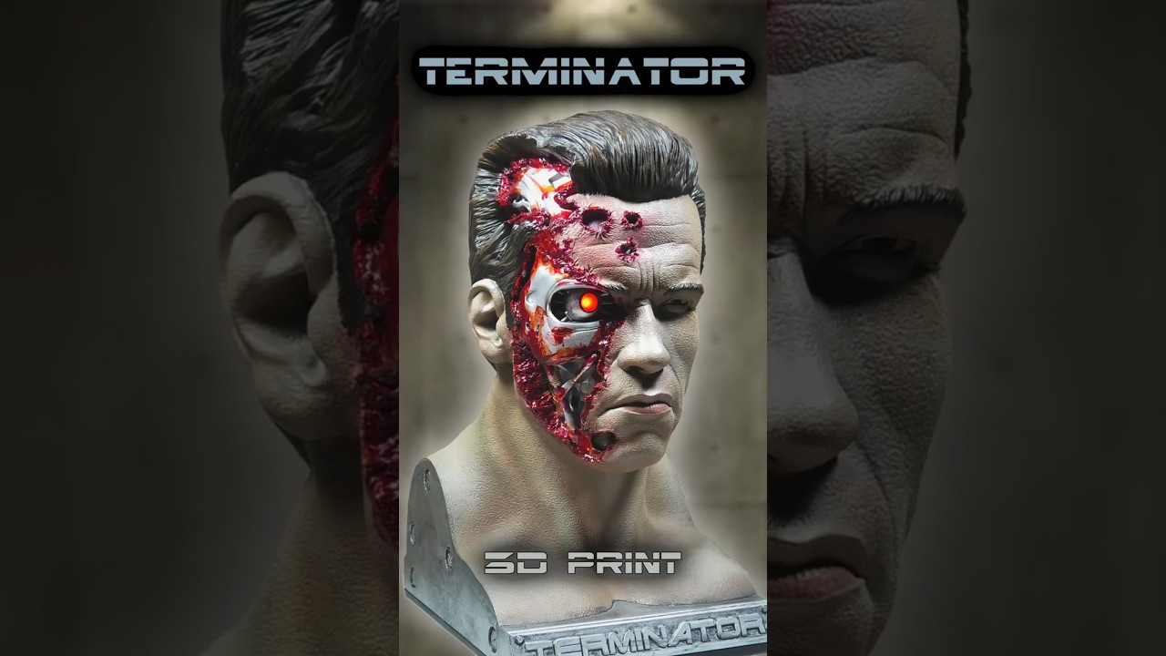 Terminator 3D printed bust with LED 