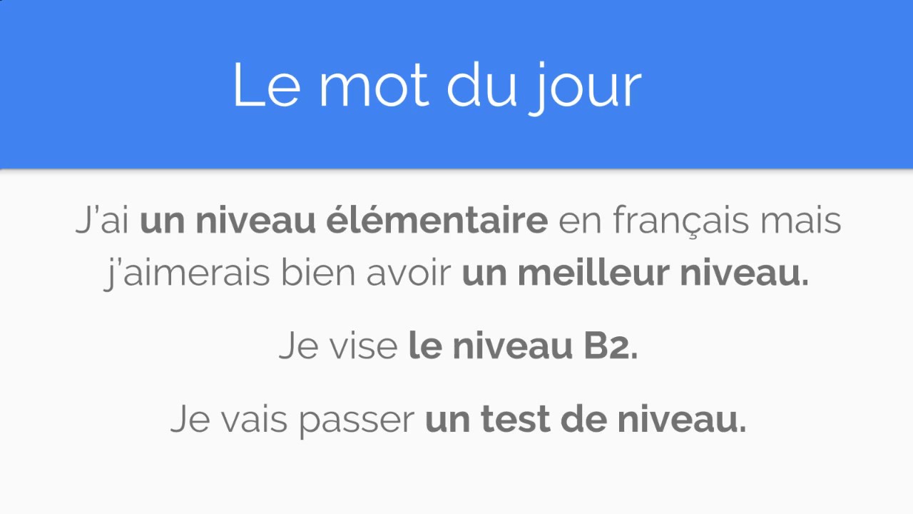 Le mot du jour en français niveau YouTube Le mot du jour en français niveau YouTube