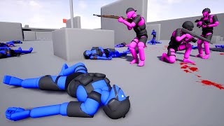 Mantas Warbox Npc Wars - Blue Team Vs Pink Team - Ai Battles With Active Ragdoll Physics Warbox