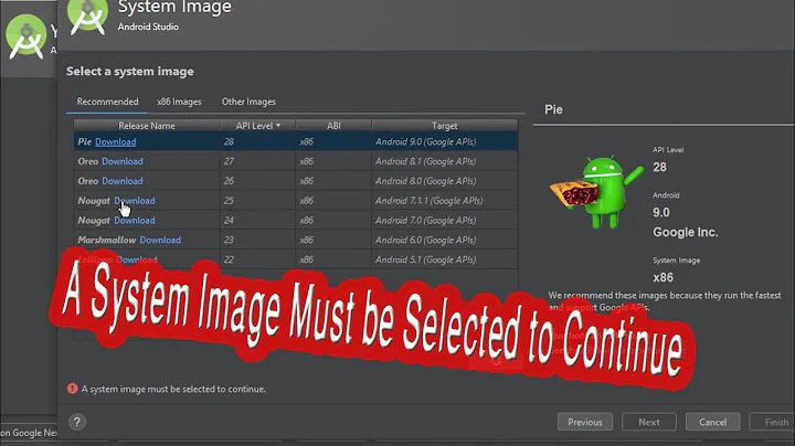 A System Image Must be Selected to Continue--Android Studio Problem Solved