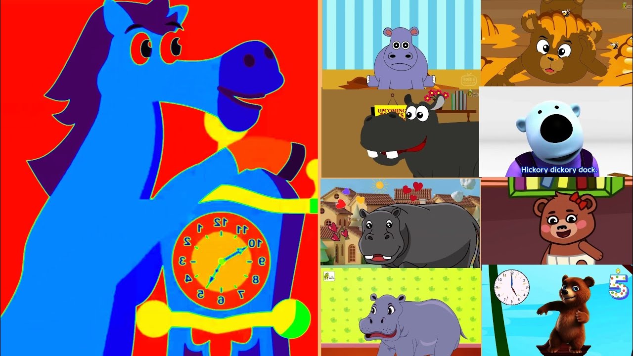 Hickory dickory dock ⏰Funny Horse 🐴 vs. Hippo 🦛 vs. Bear 🐻