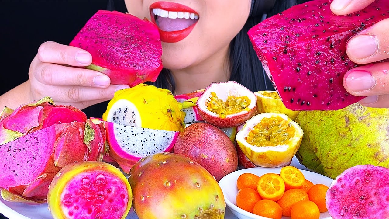 ASMR COLORFUL FRUIT PLATTER (MUKBANG) ASMR Phan