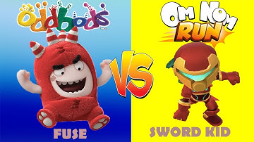 Om Nom : Run VS Oddbods Turbo Run - GAMEPLAY (Android, IOS) : SWORD KID VS FUSE #who runs faster