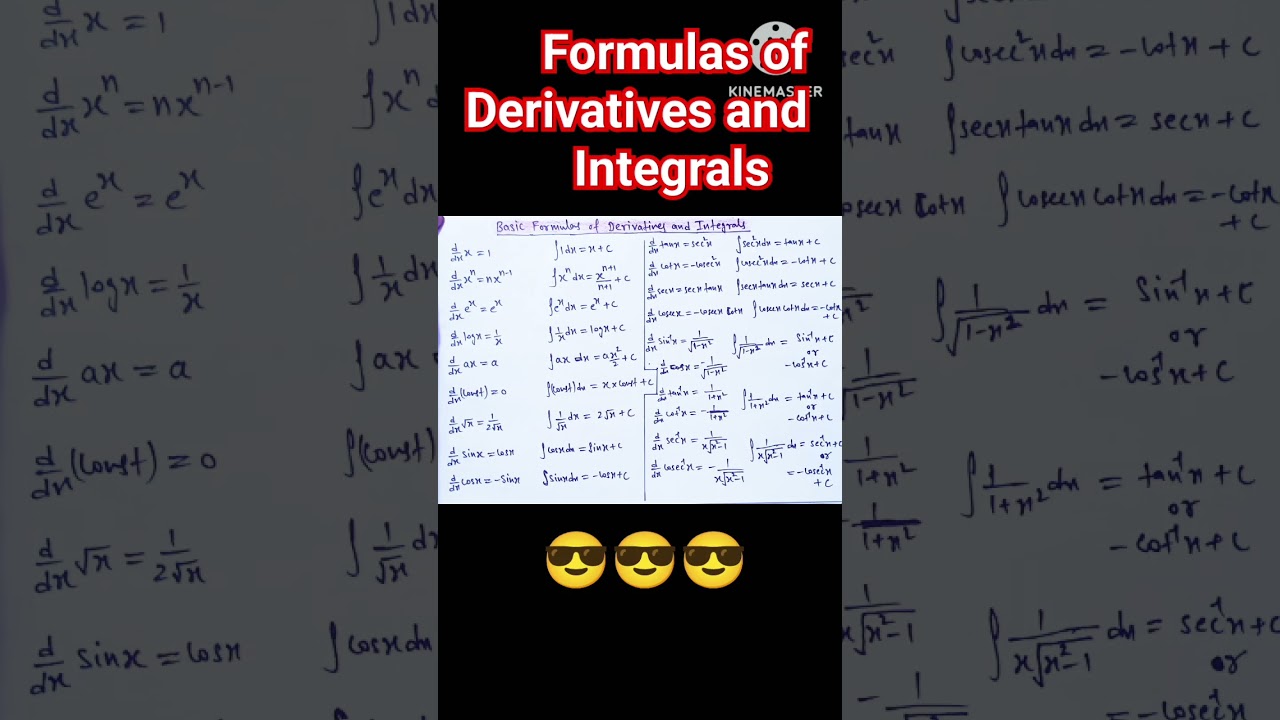 Derivative formulas | Integration formulas | Integrals ch 7 maths | Integration class 12 