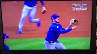Pure Joy! Kris Bryant smiling as he fields the ball to make the final out of the World Series
