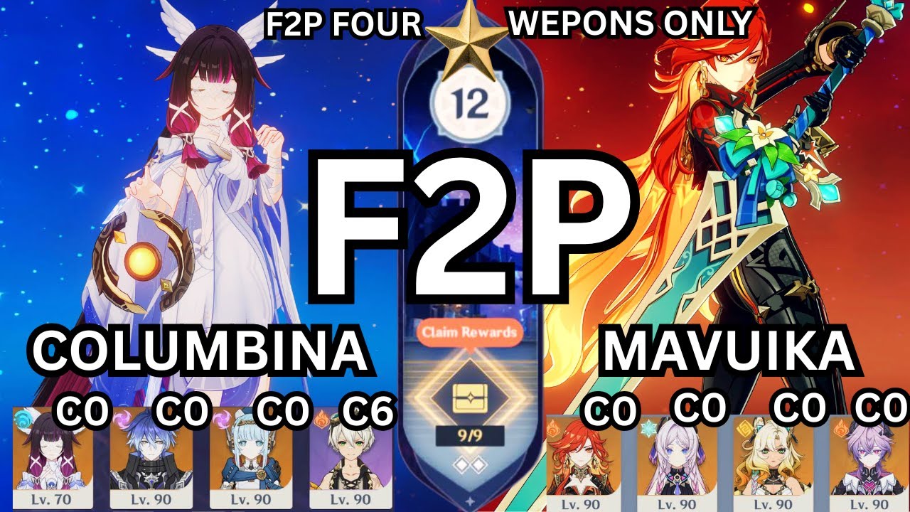 C0 Columbina (F2P)Lunar Charge & C0 Mavuika (F2P) Melt | Spiral Abyss 12  6.3 | Genshin Impact