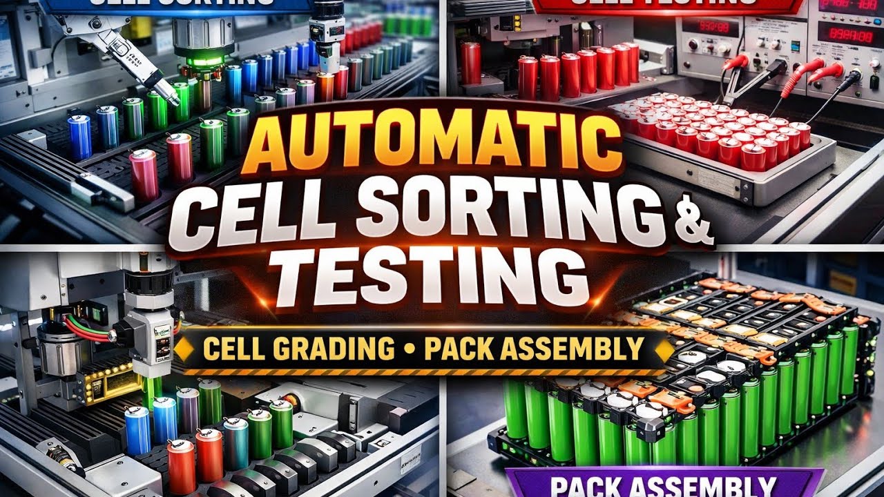 Automatic Cell Grading, sorting, Sticking, Process | Battery manufacturing Process 