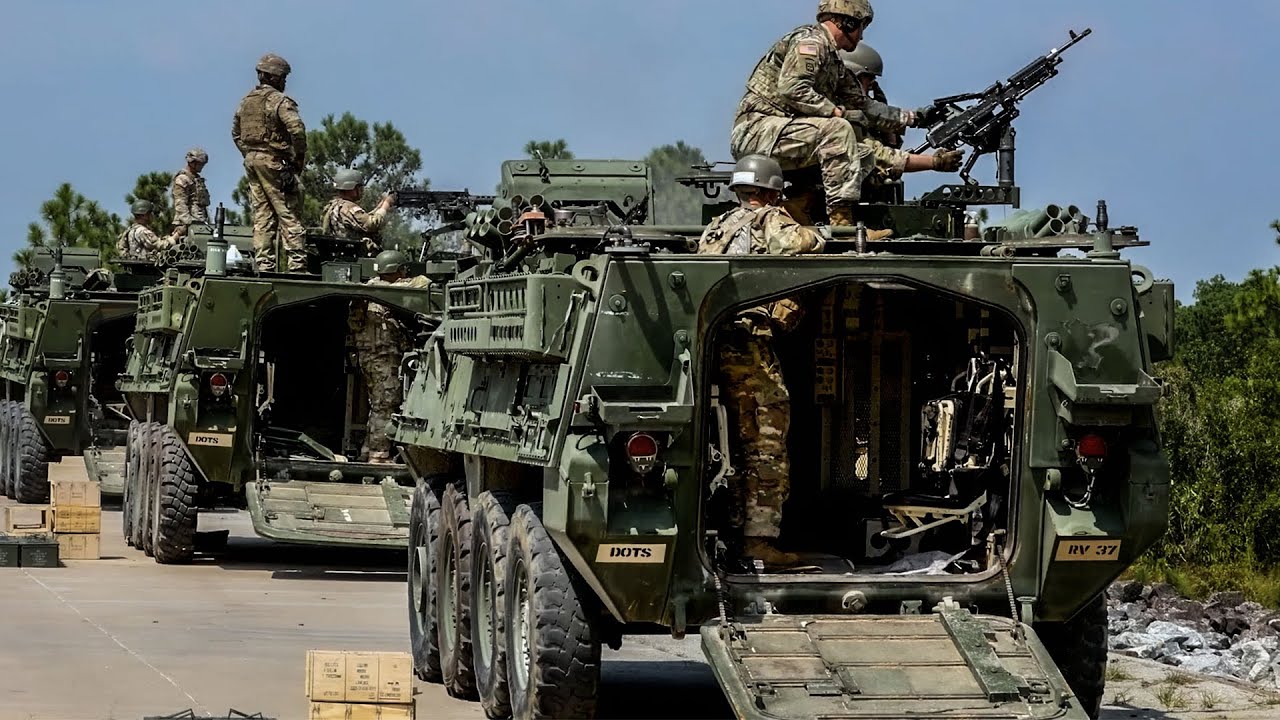 Stryker Armored Vehicle and Bradley bradley fighting vehicle LiveFire