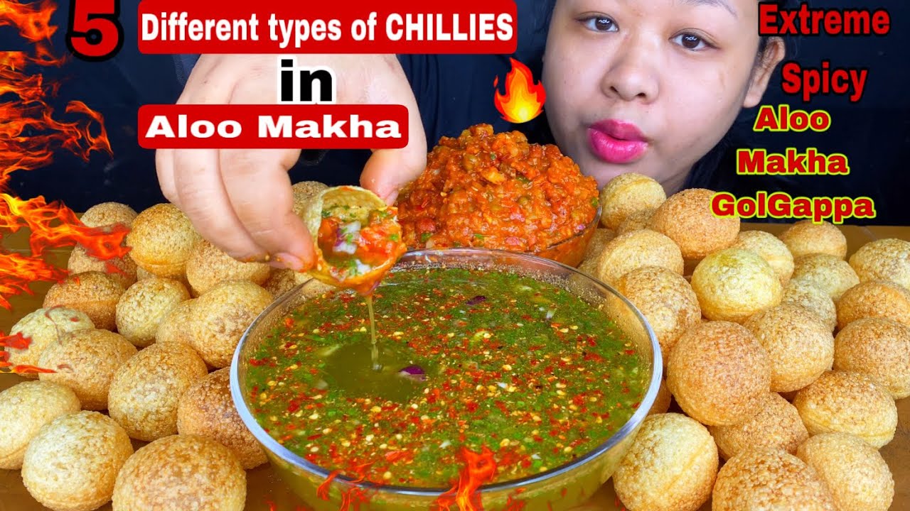 EXTREME🔥SPICY PANIPURI CHALLENGE | 5 DIFFERENT CHILLIES IN ALOO MAKHA | GOLGAPPA CHALLENGE MUKBANG
