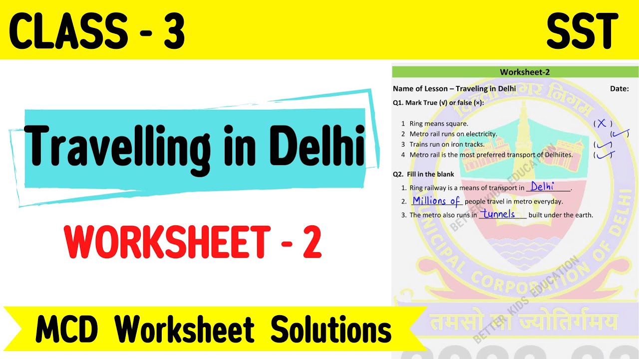 Class 3 SST Worksheet 2 || Travelling in Delhi || class 3rd sst || MCD ...
