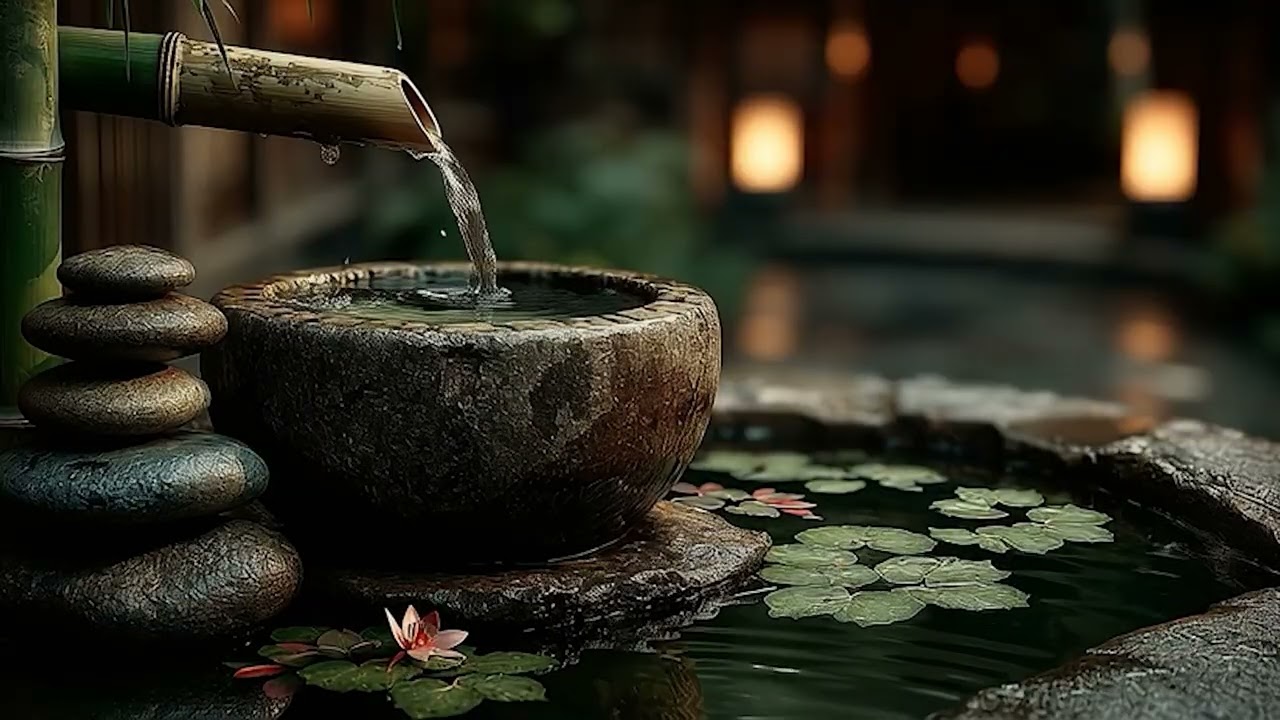 Zen Fountain Sleep Music | Japanese Garden Ambience, Deep Relaxation & Calm Water Sounds