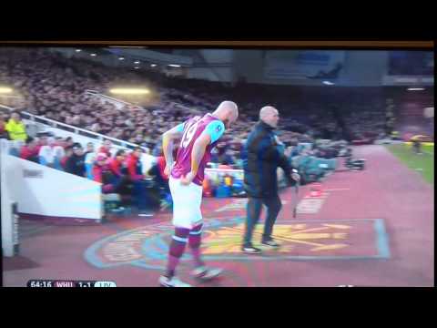James Collins Left Hanging - West Ham vs Liverpool - 09/02/2016