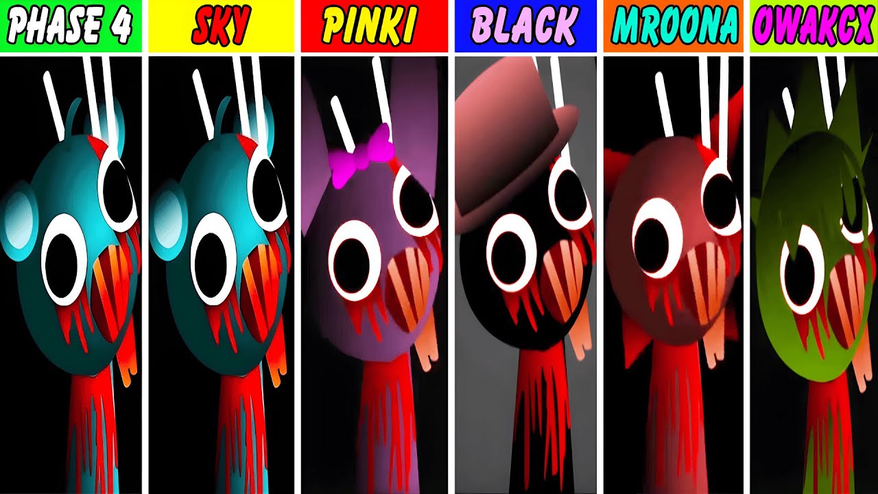 Phase 4 But Everyone Is Sky Vs Pinki Vs Black Vs Mroona Vs Owakcx (Best Mod) In Incredibox Sprunki