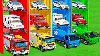 GARAGE OF COLORS! MULTI STOREY CAR PARK vs FIRE DEPARTMENT, MIXER  and POLICE CAR - FS22  #134 screenshot 4