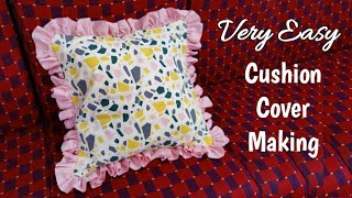 DIY Ruffled Cushion Cover | Cushion Cover Cutting and Stitching | Home Decor | Cushion cover making