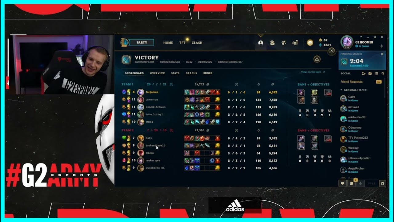 G2 Jankos Checks Match History of His Teammates