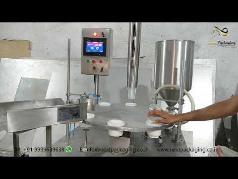 Automatic lassi glass filling machine  | ROTARY AUTO CUP FILLING AND SEALING