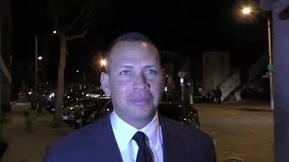 Alex Rodriguez talks about Dodgers winning game 1 of World Series outside Craig's Restaurant in West