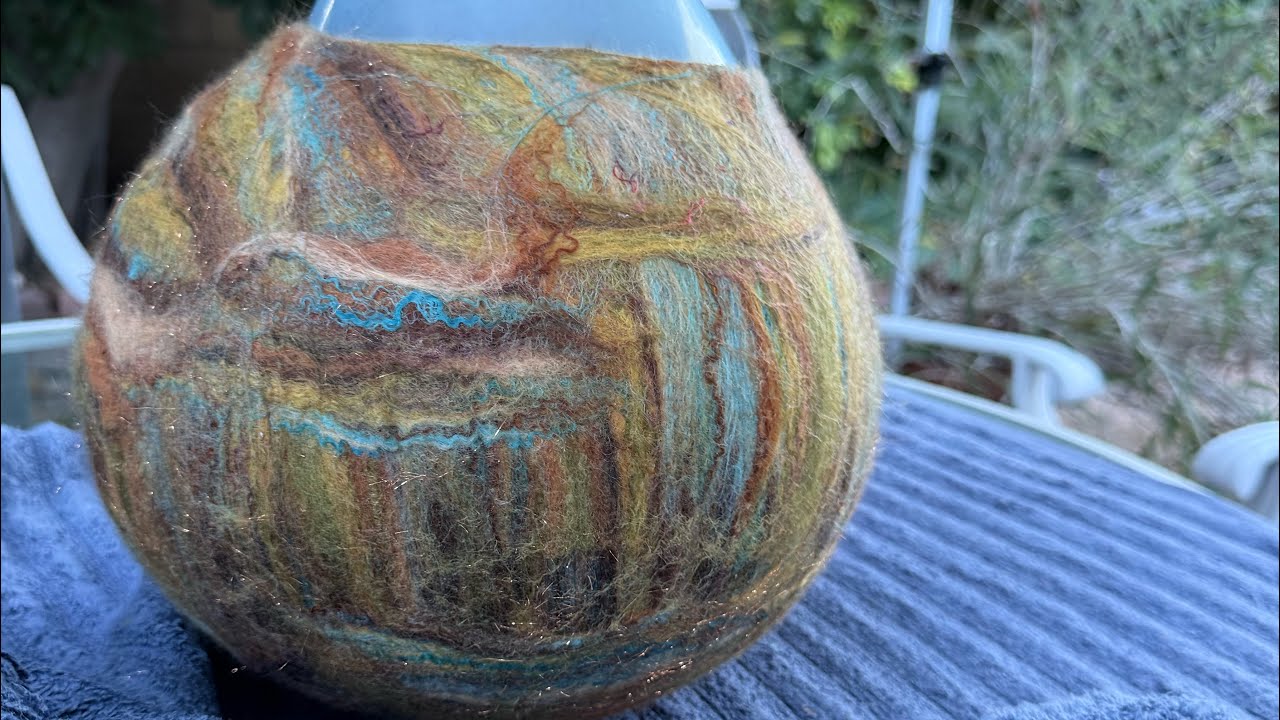Wet felting a large bowl