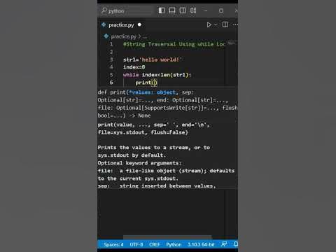 string traversal using while loop #python #pythonshorts #shortsfeed ...
