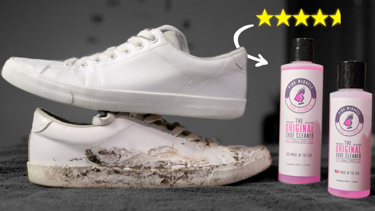 Pink Miracle Shoe Cleaner Kit with Brush - 8 OZ. Fabric Cleaner for  Leather, Suede, Nubuck and White Sneakers