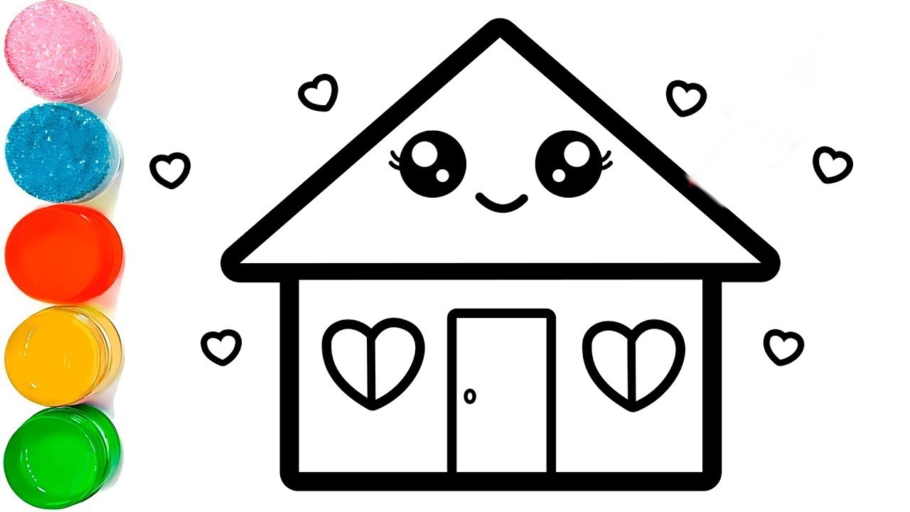 Cute House 🏡 Drawing | House Drawing From Shapes | Simple House Drawing For Kids Step by Step