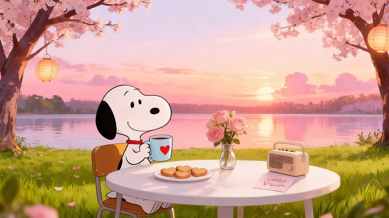 💘 A Peaceful Evening Beneath Snoopy’s Sunset ☕ Cozy Lofi Beats for Relaxing, Studying & Unwinding