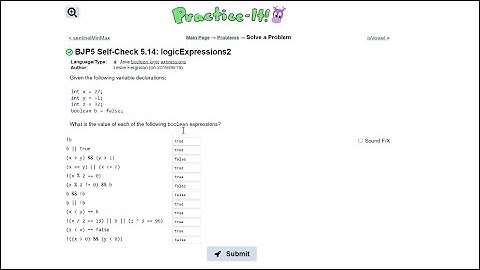 Java Practice It || 5.14 logicExpressions2 || Boolean logic expressions