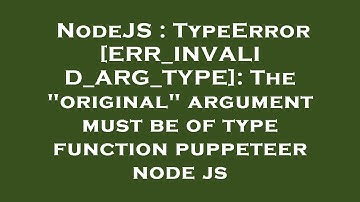 NodeJS : TypeError [ERR_INVALID_ARG_TYPE]: The "original" argument must be of type function puppetee