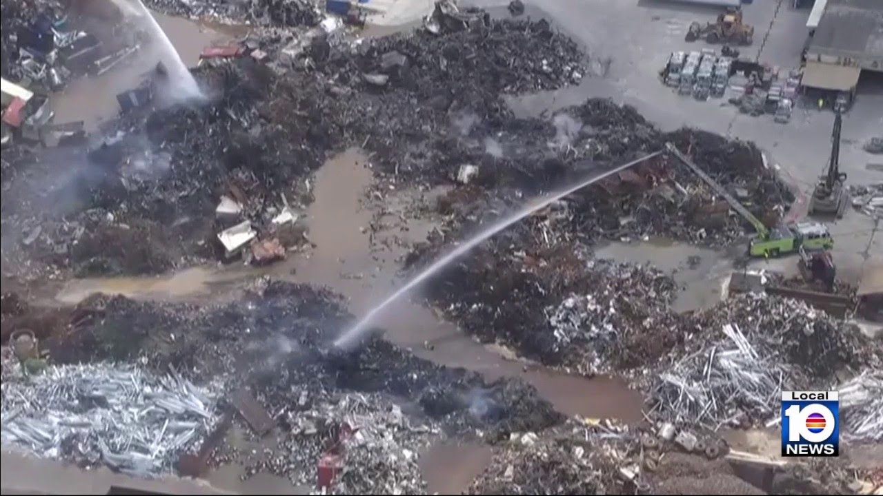 Opa-locka junkyard blaze still being attended to by firefighters