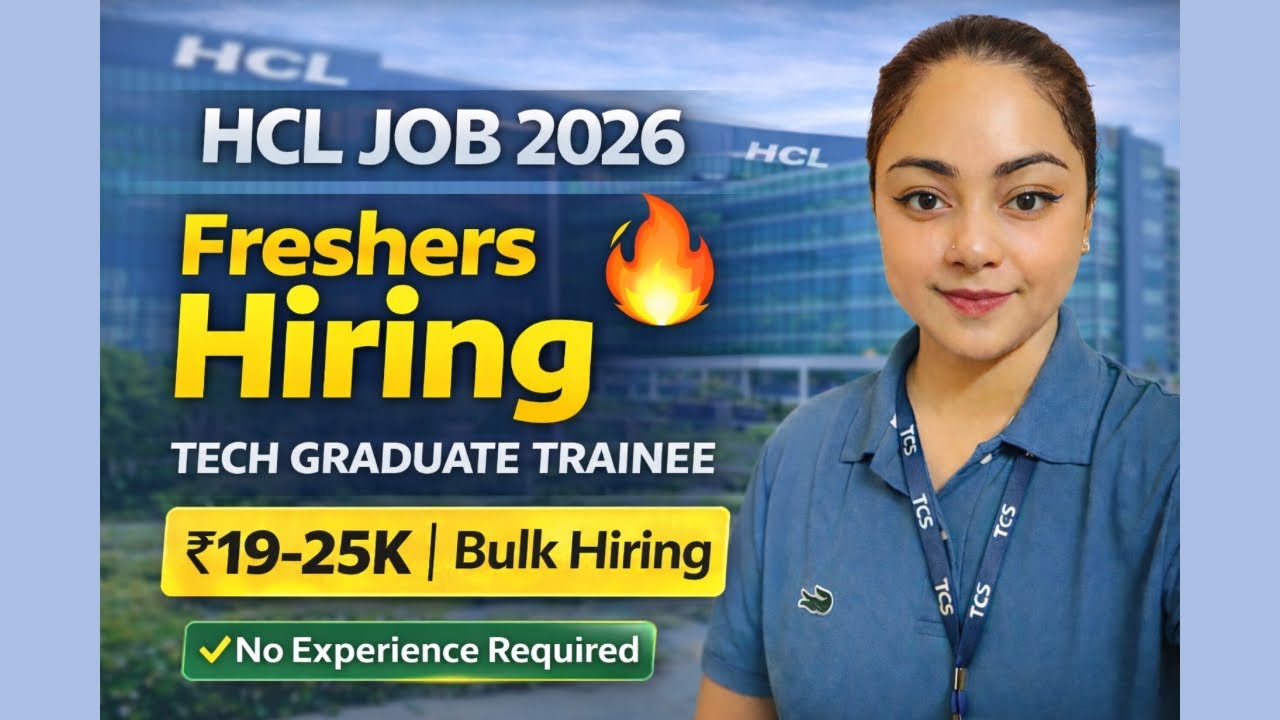 HCL Tech Mass Hiring 2026 🚀 Work From Home | No Exam | Freshers & Graduates Apply Now