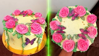 Cake design | Floral Cake design | Flower cake design | Rose cake design | #shorts #viral #trending