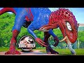 Spiderman I-REX vs T-REX, King Shark, Inspinedoraptor Dinosaurs Fight 🌍 JURASSIC WORLD EVOLUTION