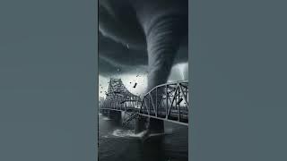ANGIN TORNADO HANCURKAN JEMBATAN! Momen Mengerikan Terekam Kamera 🌪️ #tornado #bencana